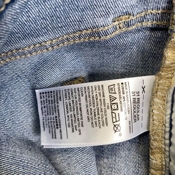 Gap Bermuda Denim Shorts Men's Size 31 Blue Jorts Distressed Longer 11" - Picture 5 of 9